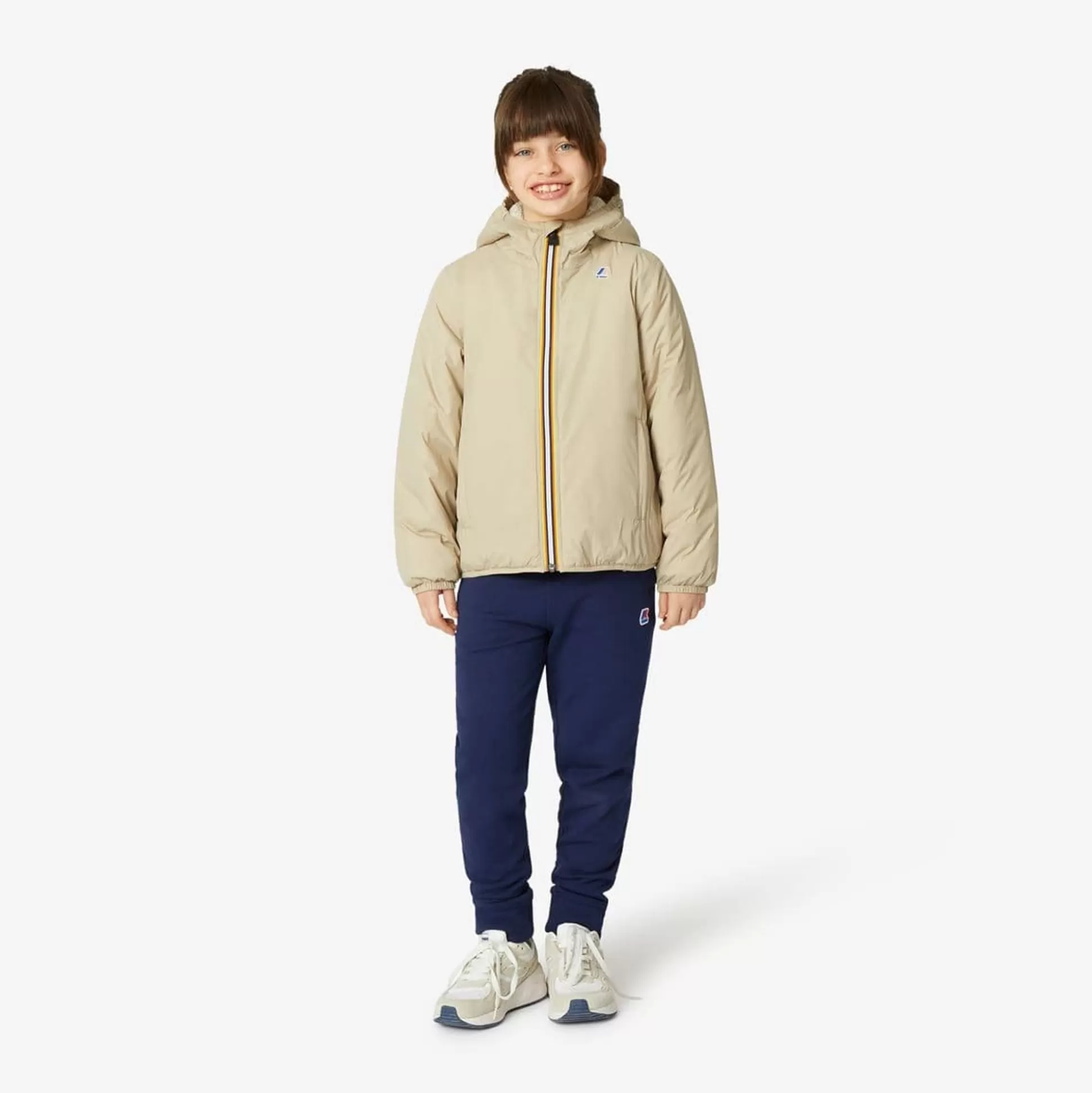 Shop K-WAY Le Vrai 3.0 Claude Orsetto Kids Ecru - Beige Grey