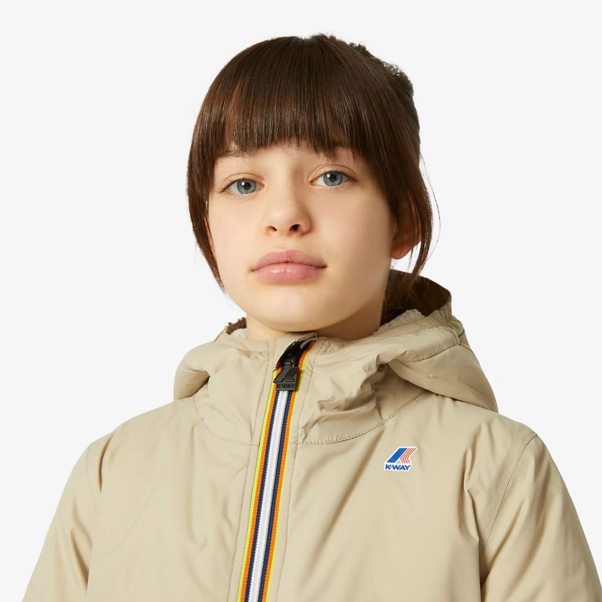 Shop K-WAY Le Vrai 3.0 Claude Orsetto Kids Ecru - Beige Grey
