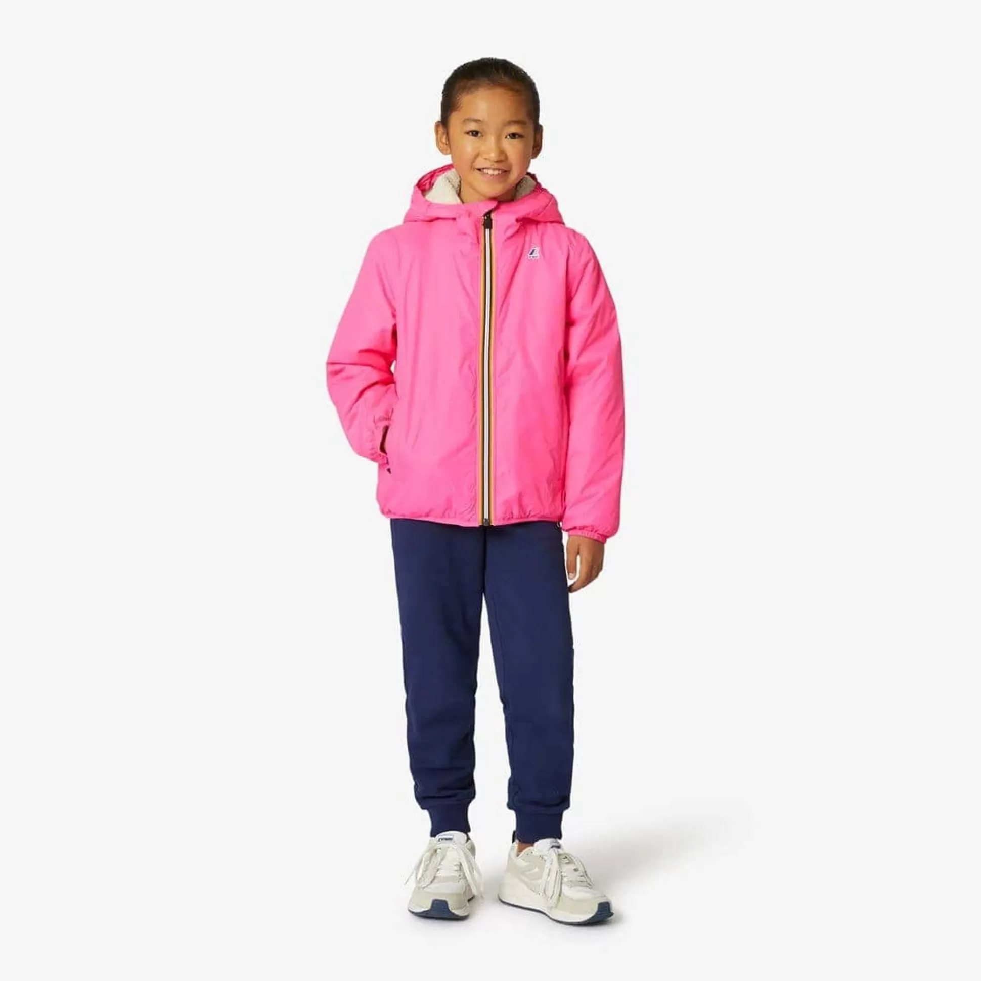 Fashion K-WAY Le Vrai 3.0 Claude Orsetto Kids Ecru - Pink Intense