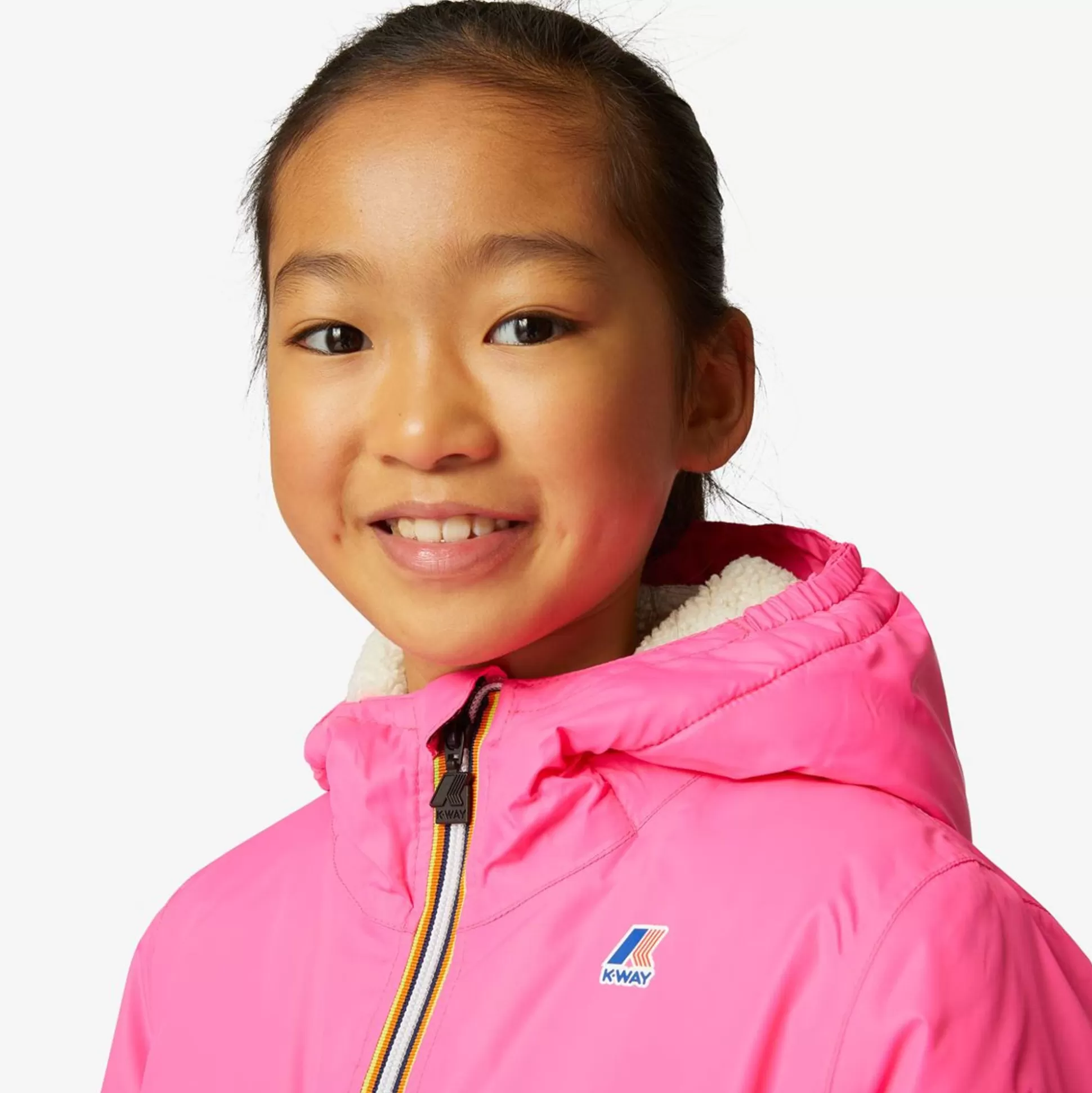 Fashion K-WAY Le Vrai 3.0 Claude Orsetto Kids Ecru - Pink Intense