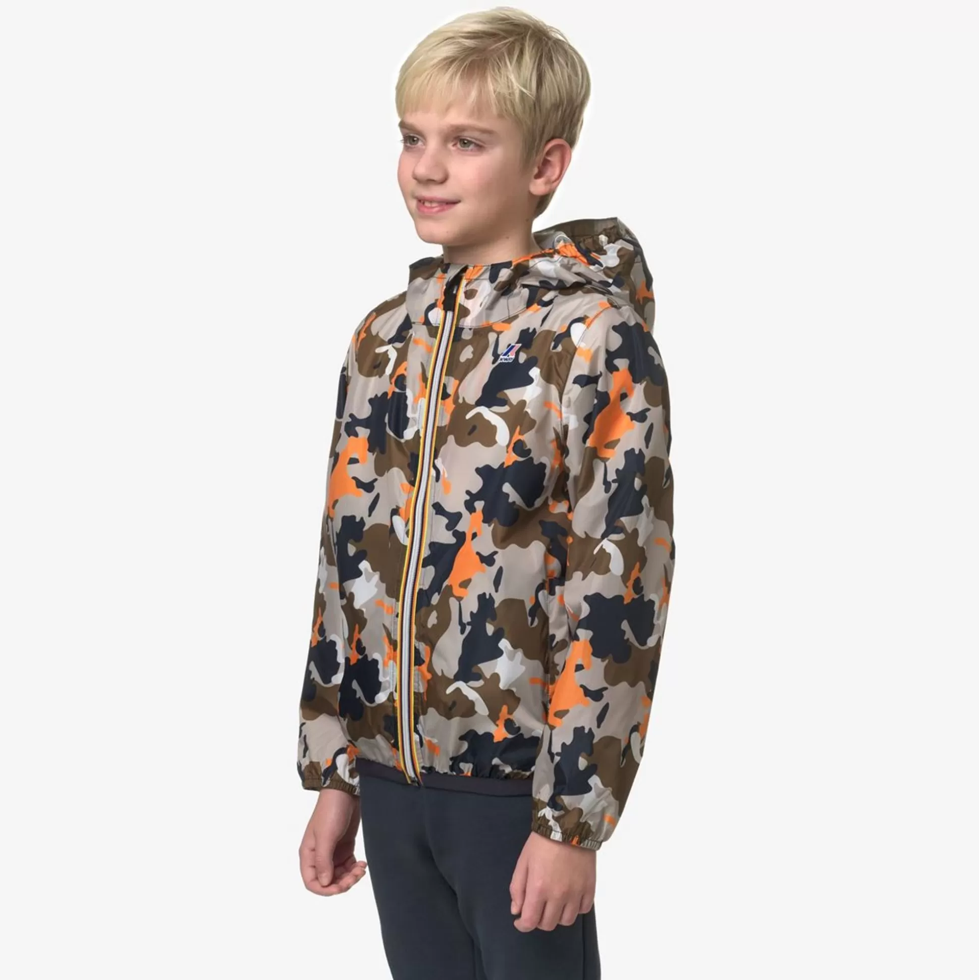 Shop K-WAY P. Le Vrai 3.0 Claude Kid Camo Corda Orange Bl