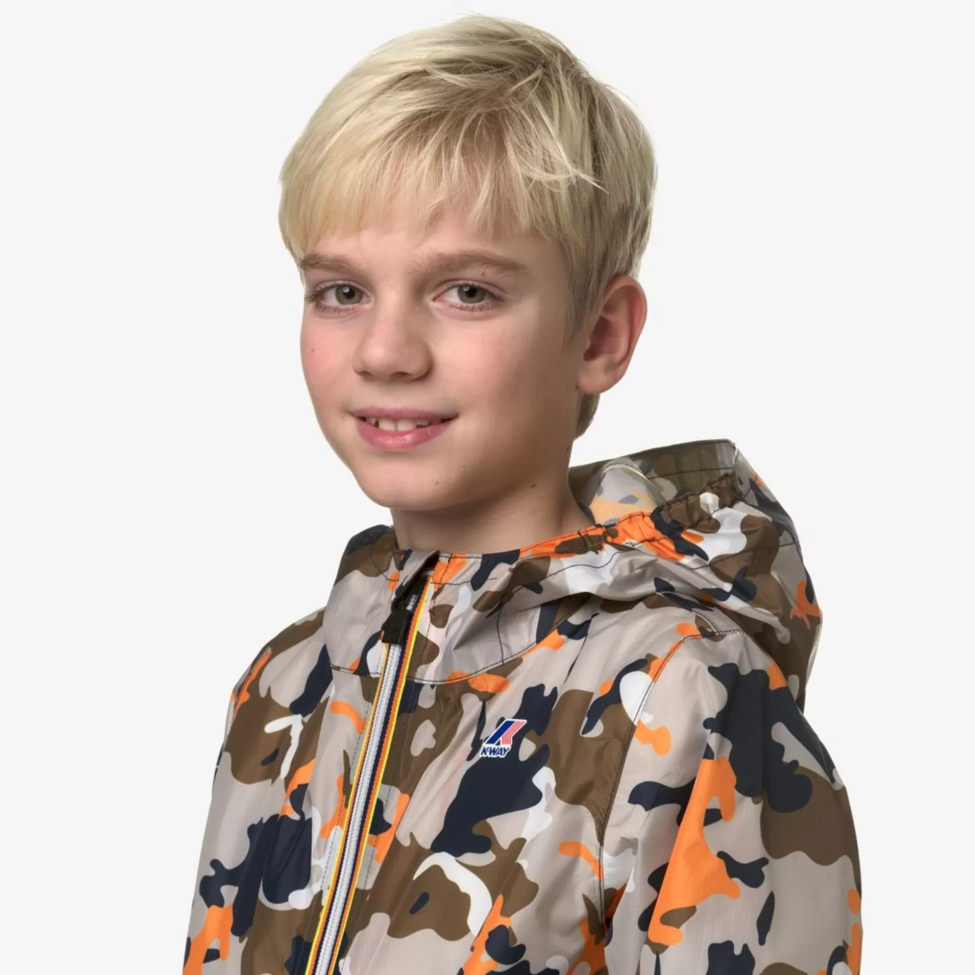 Shop K-WAY P. Le Vrai 3.0 Claude Kid Camo Corda Orange Bl