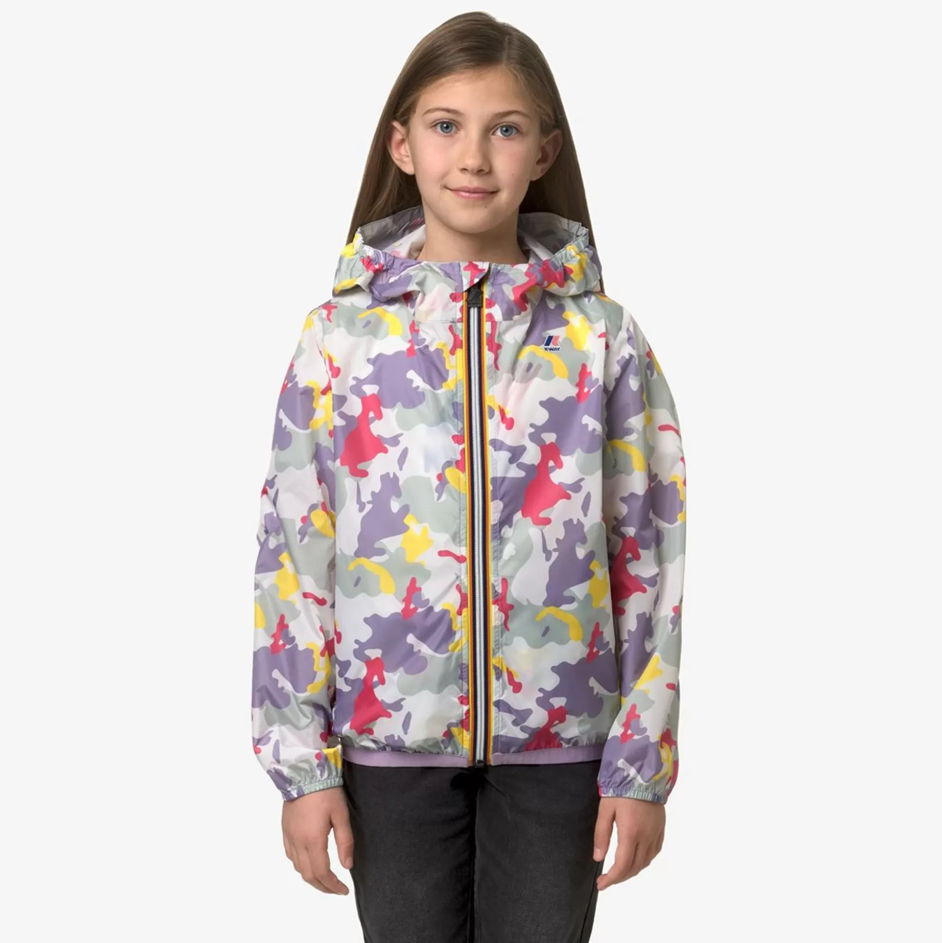 Shop K-WAY P. Le Vrai 3.0 Claude Kid Camo Violet Pink Green