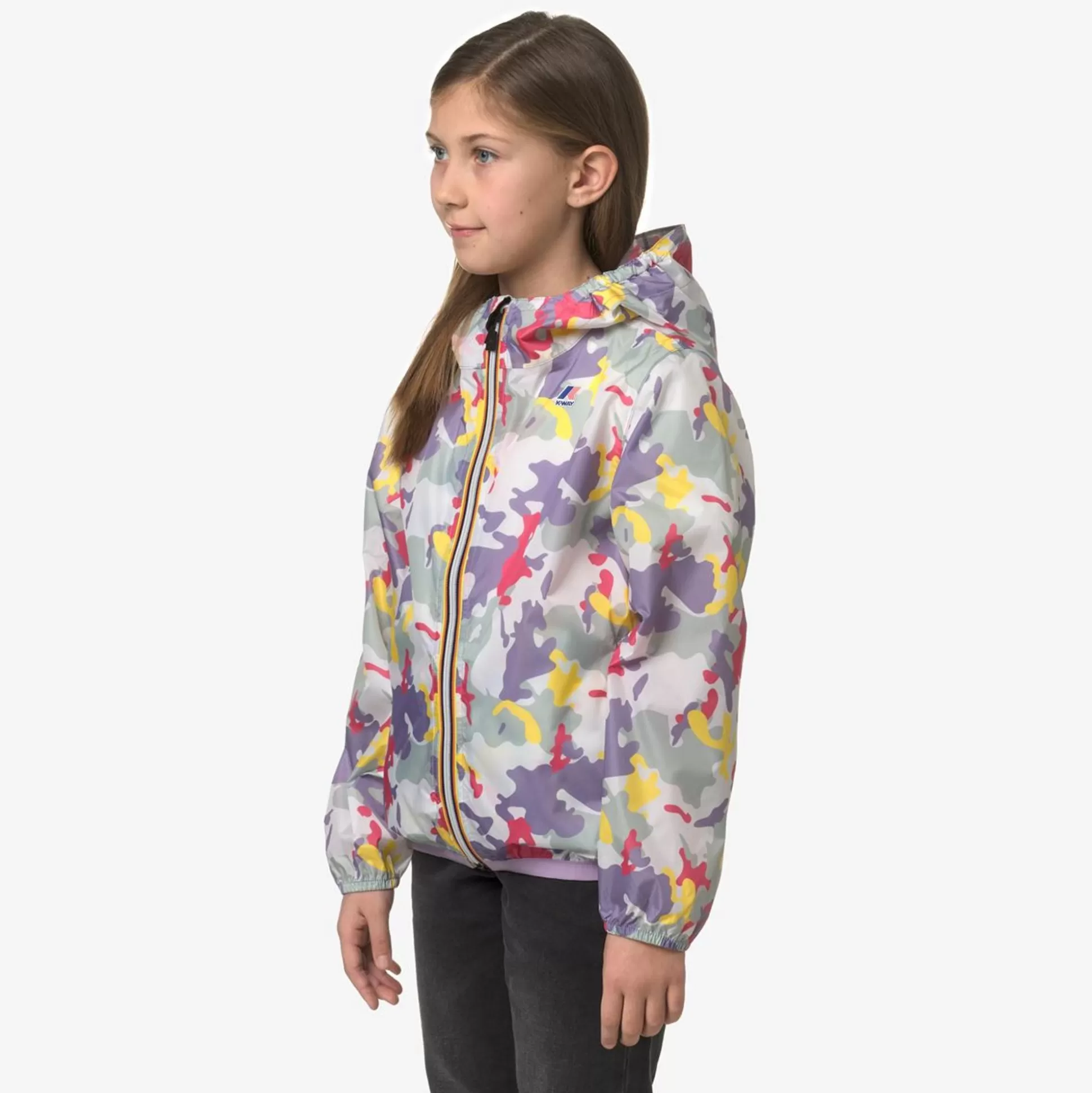Shop K-WAY P. Le Vrai 3.0 Claude Kid Camo Violet Pink Green