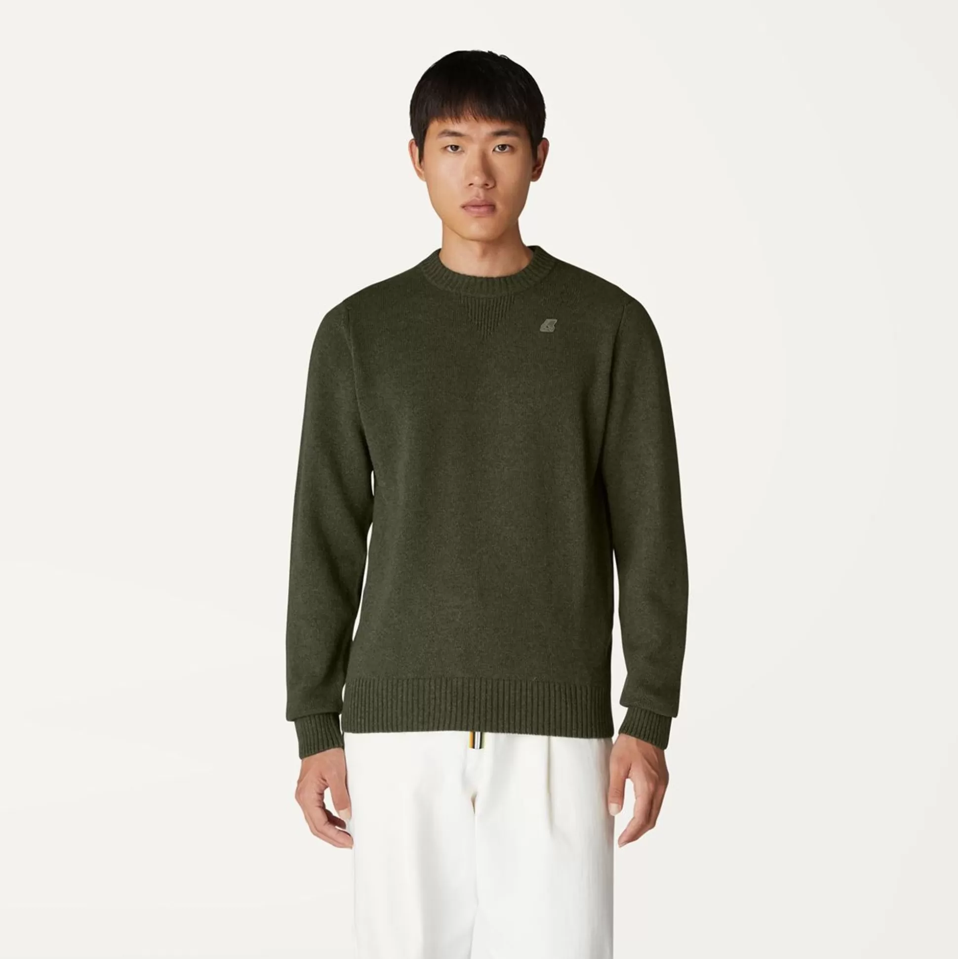 Shop K-WAY Sebastien Lambswool Man Green Black