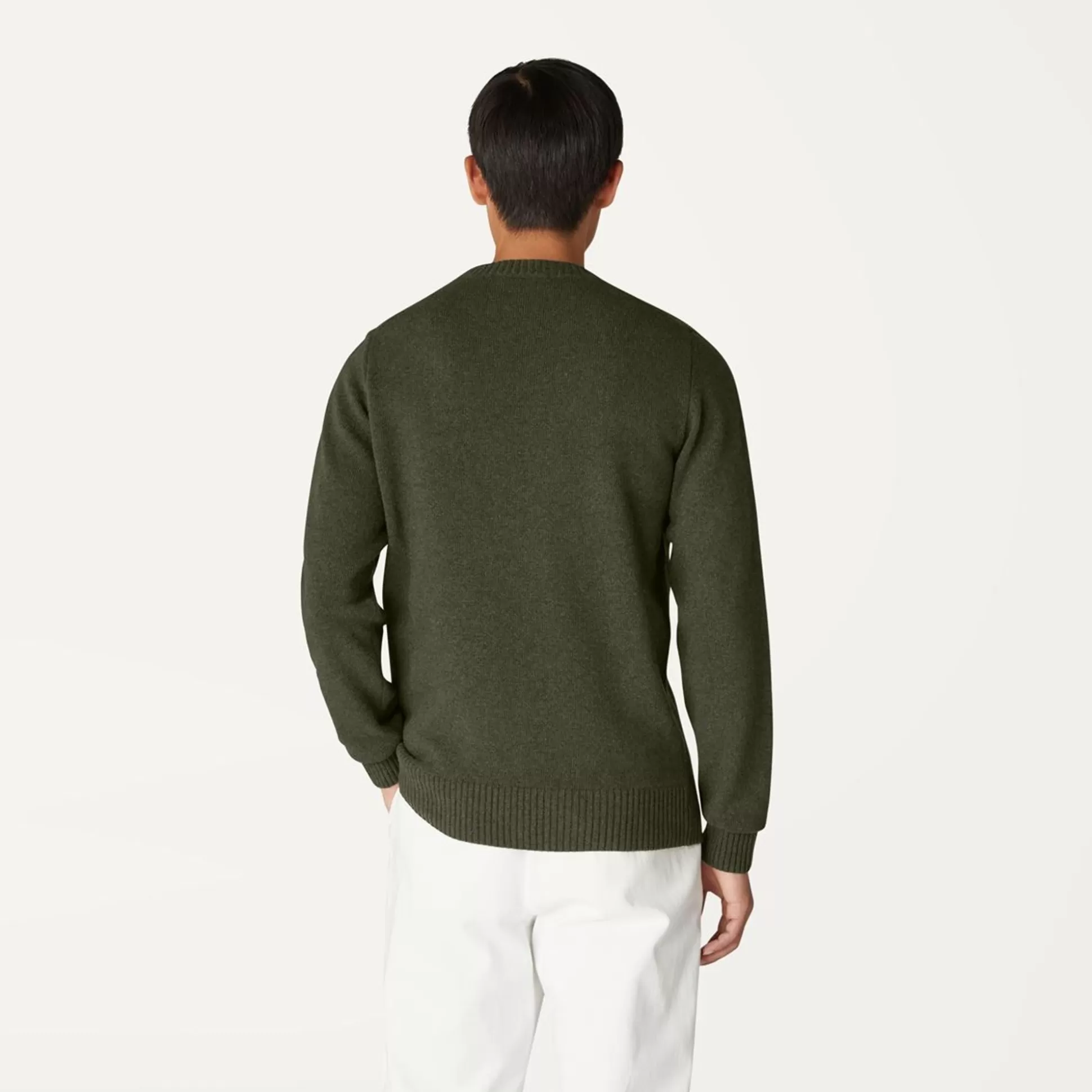 Shop K-WAY Sebastien Lambswool Man Green Black